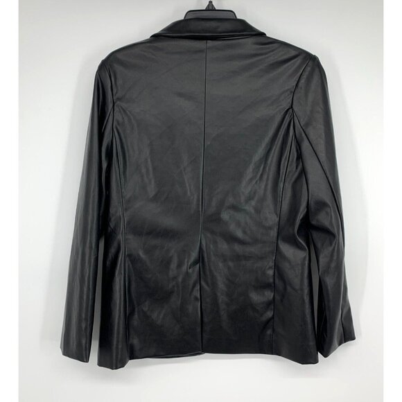 Love Tree Blazer Black Faux Leather Double Button Lined Jacket - Picture 7 of 9
